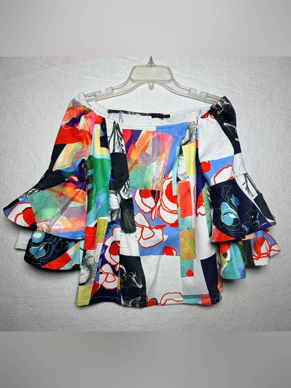 Alberto Makali Multicolor Patchwork Floral Off-Shoulder Blouse XS